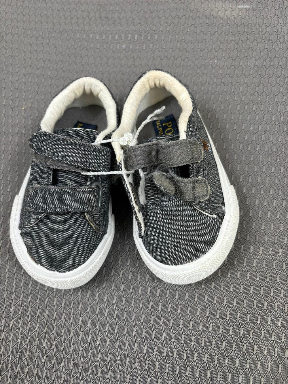 Polo Ralph Lauren Shoes Toddler Size 4 Gray Canvas Hook & Loop Bear Sneakers